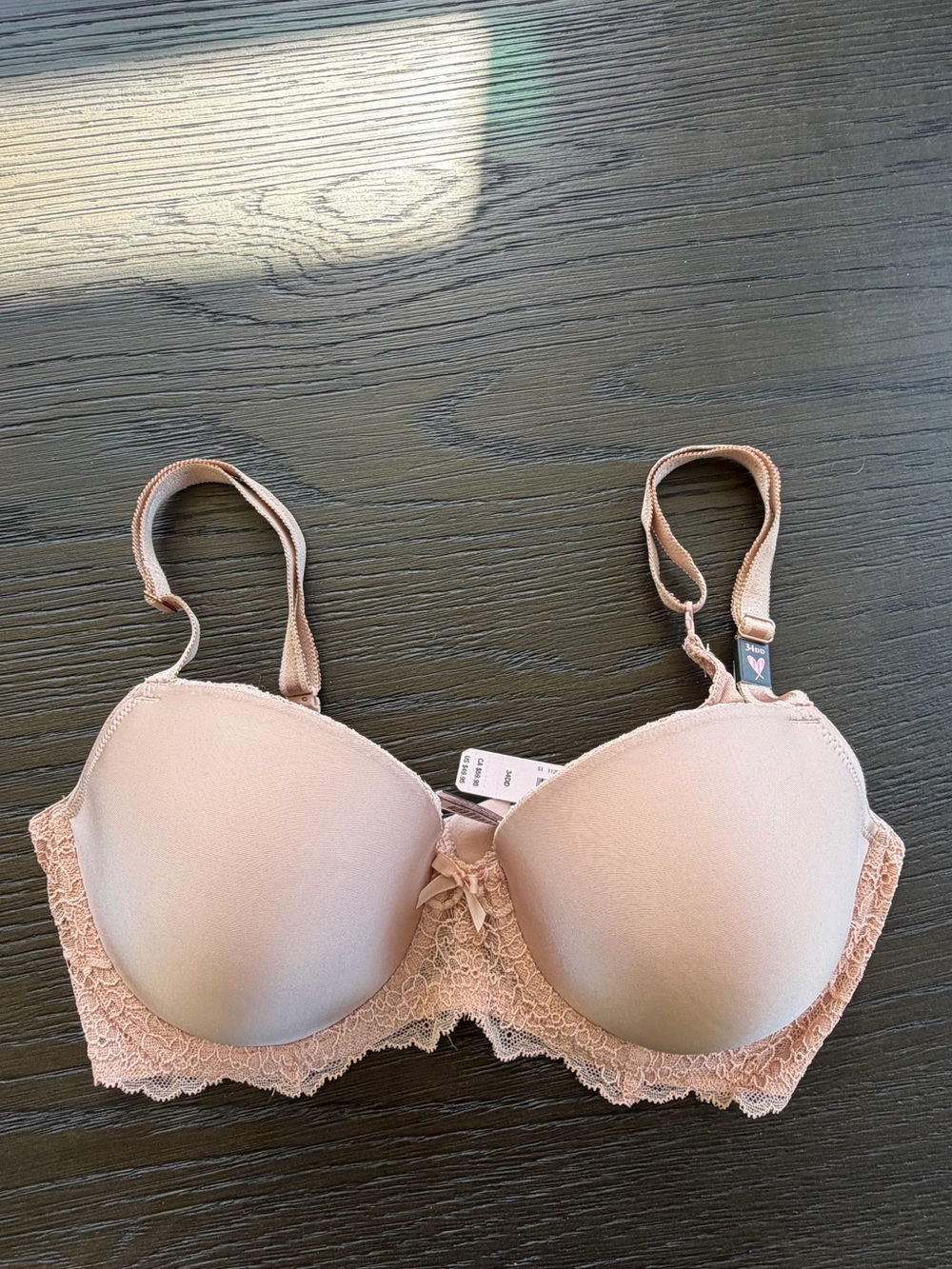 Push-Up Dream Angela Lace Trim Demi Bra in Blush Pink